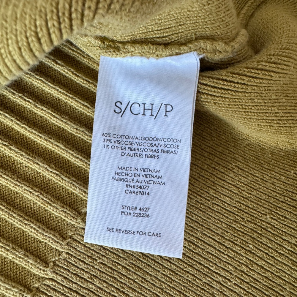 Cabi Happy Pullover Sweater S Chartreuse Ribbed Asymmetric Cowl Neck Avant-Garde - Picture 4 of 7